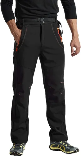 Miniatura 3 de TBMPOY - Pantalones de esquí de nieve impermeables con forro polar para hombre, para senderismo, montaña, revestimiento suave con cinturón