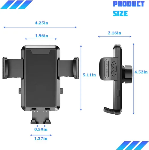 Miniatura 2 de Soporte de teléfono para automóvil, rotación de 360°, ajustable, portátil, ventilación de aire, soporte para teléfono inteligente con clip