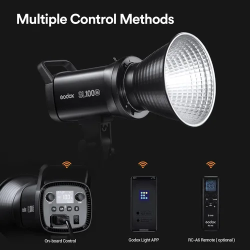 Miniatura 8 de Godox SL100Bi - Luz de video LED bicolor de 100 W, montaje Bowens, 32100Lux@1M, iluminación continua LED con 11 efectos FX, 2800K-6500K TLCI97+