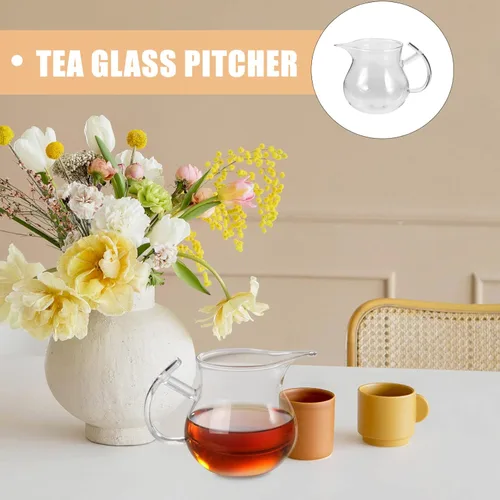 Miniatura 8 de Alipis Jarra de leche de vidrio grueso resistente al calor, taza transparente de 12 onzas para cocina, té, café, 4.72 x 3.54 x 3.34 pulgadas