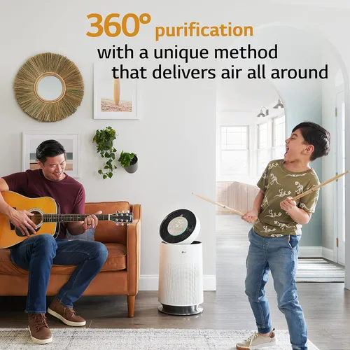 Miniatura 2 de LG PuriCare Purificador de Aire Individual de 360 Grados con Clean Booster, ThinQ Wi-Fi y Control de Voz (AS330DWR0), 310 pies cuad., Blanco