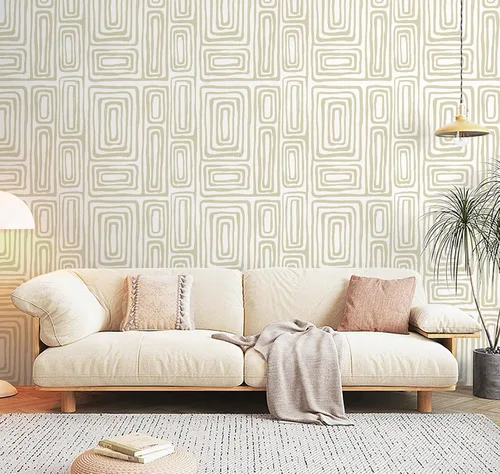 Miniatura 8 de GloryTik Papel Tapiz Despegar y Pegar Bohemio Moderno Beige Papel de Contacto Despegar y Pegar Papel de Pared Removible Autoadhesivo Geométrico
