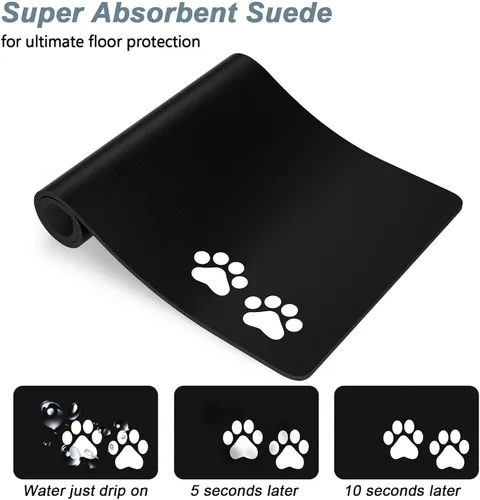 Miniatura 3 de Rnivvi Tapete de comida para perros, base de 16" x 24" pulgadas, tapete absorbente para tazones de perros y gatos para comida y agua, bonita