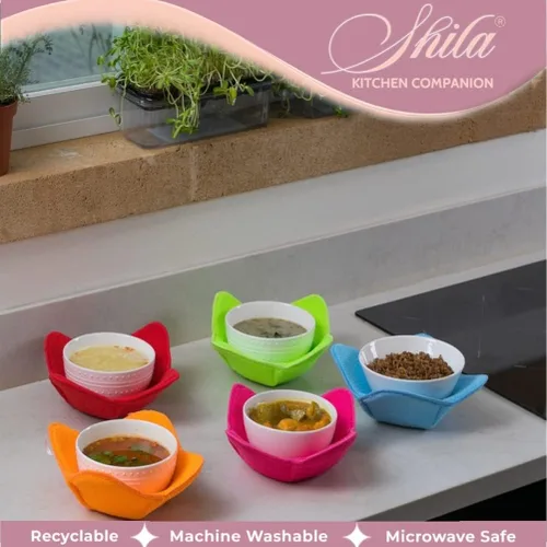 Miniatura 5 de SHILA - Posatazones, juego multicolor de 5 soportes de tazones calientes aptos para microondas para mantener tus manos frescas y tu comida caliente