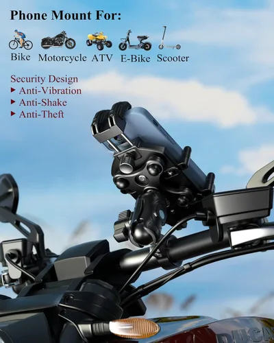 Miniatura 2 de BRCOVAN Soporte Antirrobo para Teléfono de Motocicleta con Amortiguador de Vibraciones y Bloqueo Seguro de Alta Velocidad, Soporte de Teléfono