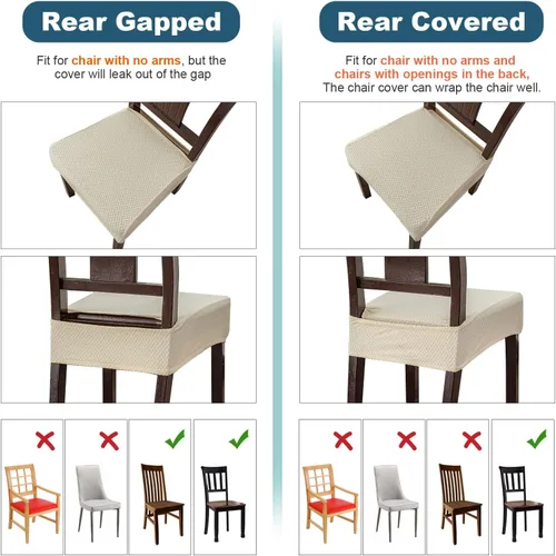 Miniatura 3 de Genina Fundas de asiento impermeables para sillas de comedor (4 unidades, con abertura trasera, beige)