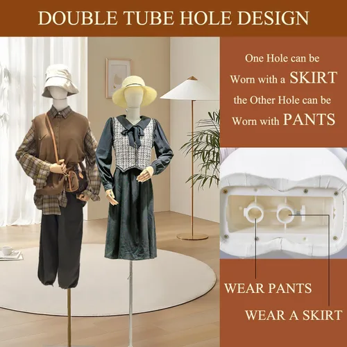 Miniatura 3 de Maniquí de forma de vestido femenino, torso de mujer para coser, cuerpo de maniquí de exhibición de ropa con soporte de altura ajustable dorado