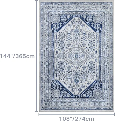 Miniatura 46 de Syalife 4x6 Alfombra Lavable para Área, Ultra Suave Antideslizante, Pila Baja, Alfombra Vintage Resistente a Manchas para Sala de Estar, Alfombra