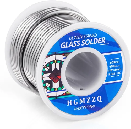 soldadura 60/40 para vidrieras, soldadura de grado industrial para artesanos de vidrio, diámetro 3mm (0.125") 1LB (1)