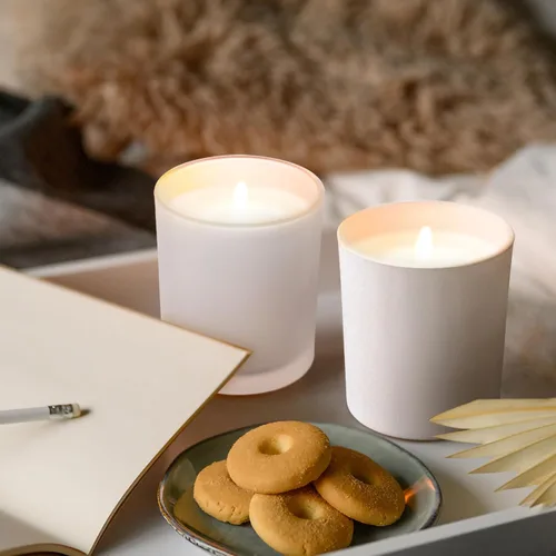 Miniatura 7 de SHOWIN Tarros gruesos para hacer velas, 20 unidades, tarros vacíos de 7 onzas con tapas de madera para hacer velas, contenedor de muestra, blanco