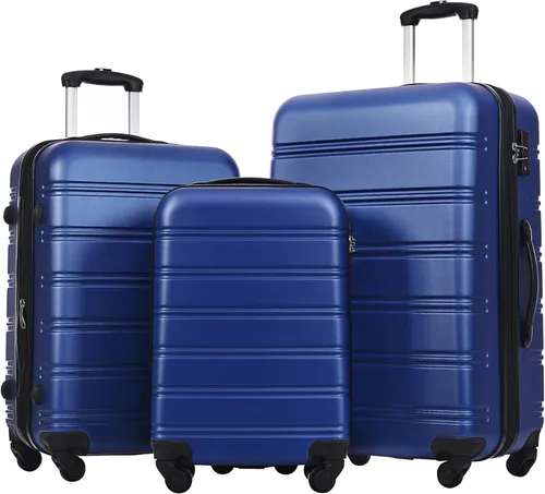 Miniatura 168 de Merax Juegos de equipaje de mano en maleta aprobada por aerolíneas, estuche rígido con ruedas giratorias expandibles, Negro