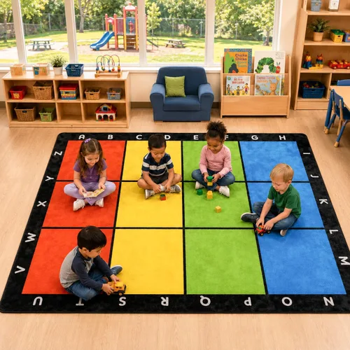 Miniatura 23 de Alfombra para Niños, Alfombra de Oruga Arcoíris ABC Letras del Alfabeto Tapete Educativo - 5x7 Pies Alfombra de Área de Aprendizaje con Respaldo