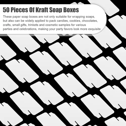 Miniatura 7 de Gersoniel 100 piezas de cajas de jabón kraft para envasado de jabón casero, suministros para fiestas, regalos y envoltorios, 9,7 x 7,1 x 3 cm Blanco