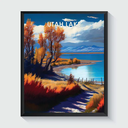 Miniatura 20 de Yellowstone Lake - Póster impreso artístico, ilustración, arte de pared, decoración de paisaje retro, paisaje, obra de arte para decoración de Lago