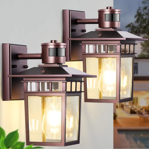 Miniatura 10 de Luces exteriores con sensor de movimiento para montaje en pared, lámpara exterior de anochecer a amanecer, aluminio impermeable antioxidante, luz