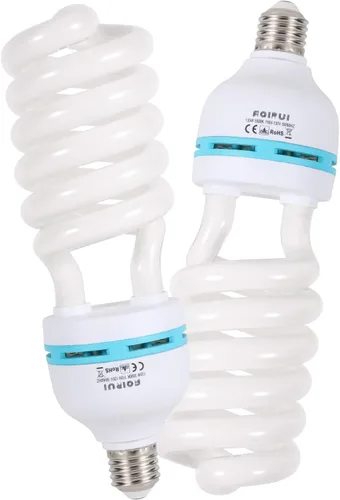 2 x 135W Fotografía Bombilla 5500K E27 Socket CFL Softbox Bombilla para Fotografía Foto Video Studio Iluminación Paquete de 2
