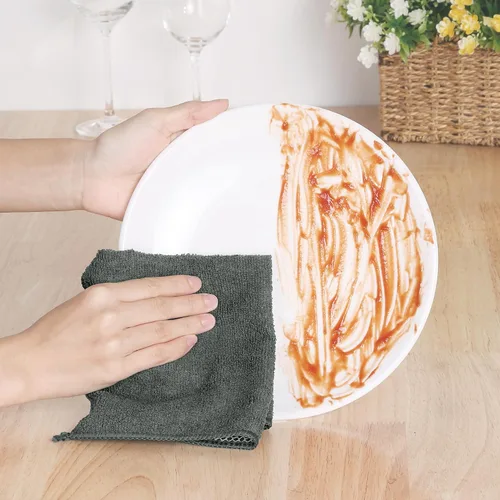 Miniatura 6 de uxcell Juego de 10 paños de cocina para platos, paños de microfibra absorbentes de secado rápido, trapos de cocina con lado de limpieza de cocina
