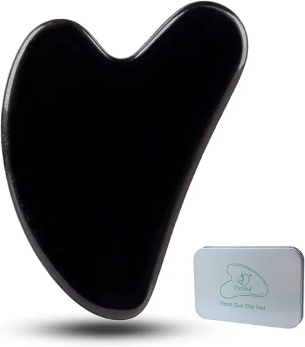 Herramientas faciales Gua Sha, herramienta de masaje Gua Sha de obsidiana negra, herramienta de guasha de jade natural para masaje de piel facial y