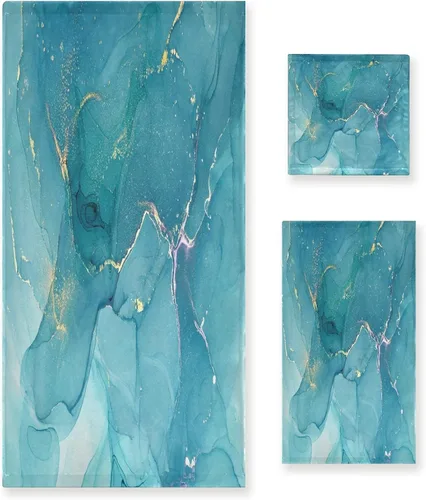 Miniatura 17 de ALAZA Juego de 3 toallas de baño con diseño de mariposas azules, 1 toalla de baño, 1 toalla de mano, 1 toallita suave, multiusos, para baño, hotel