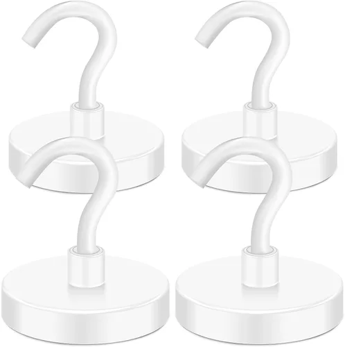 Miniatura 23 de MIKEDE Ganchos Magnéticos, 30 Libras+ Imanes de Tierra Negros de Servicio Pesado con Gancho para Refrigerador, Ganchos Magnéticos de Crucero