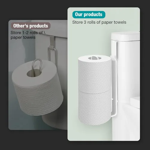 Miniatura 21 de Conworld Soporte de pared para almacenamiento de papel higiénico, dispensador portarrollos de papel higiénico sobre el tanque de reserva