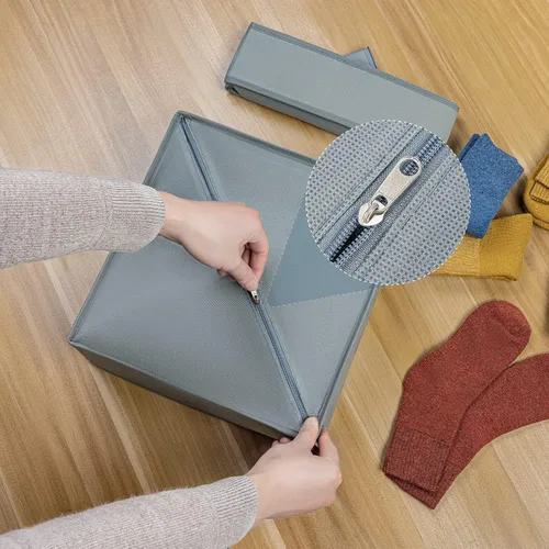 Miniatura 6 de Joyoldelf - Organizador de cajones de calcetines, divisor de ropa interior, organizador de 16 celdas, organizador de cajones de tela, cajas de 2-Gris