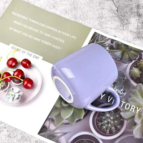 Miniatura 6 de Bosmarlin Juego de 2 tazas de café de cerámica brillante, taza de té para oficina y hogar, 18 onzas, adecuadas para lavavajillas y microondas Púrpura