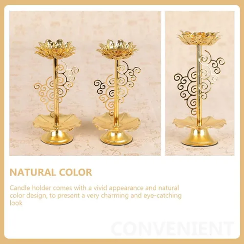 Miniatura 4 de 2 portavelas de loto de aleación, candelabros decorativos budistas para decoración tranquila del hogar, elegante base de vela para meditación
