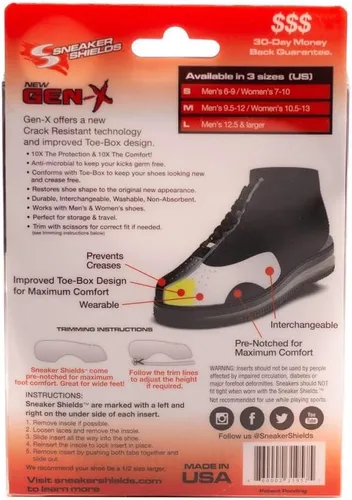 Miniatura 3 de Sneaker Shields (3 pares) La caja original GEN-X "Universal" para evitar arrugas de zapatos (tamaño de EE. UU. 6-15 - Sm/Med/Lg)