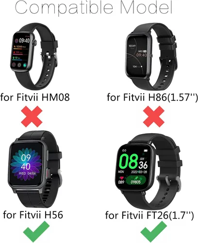 Miniatura 2 de Compatible con Zakotu Y66/Jugeman Y66/Coucur Y66/Motast Y66, correas de repuesto ajustables de silicona suave para reloj inteligente Y66