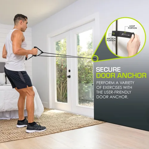 Miniatura 5 de ProsourceFit Single Stackable Resistance Bands with Door Anchor and Exercise Guide, 8-12 LB, Heavy Duty Fitness Tube for Full-Body Exercises and