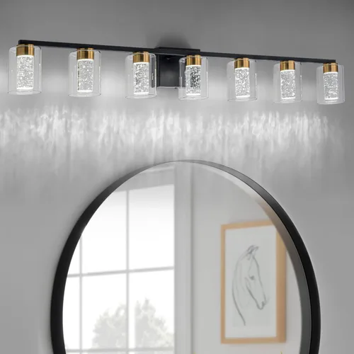 Miniatura 19 de SineRise Lámpara de tocador dorada de 3 luces con 3 modos de color (3000K/4000K/6000K), Accesorio de luz LED para baño con protección ocular, Luz