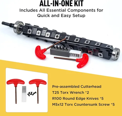 Miniatura 3 de Dark Stone Cabezal de corte helicoidal DS12904 compatible con cepilladoras DW735 y DW735X de 13 pulgadas de grosor, 40 inserciones de carburo