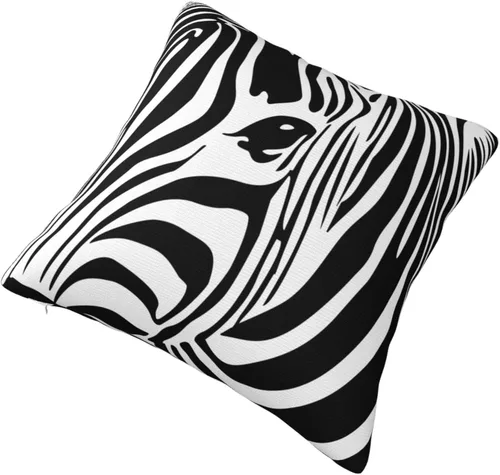 Miniatura 3 de Fundas de almohada de cebra blanca y negra de 18 x 18 pulgadas, funda de almohada para sofá, cama, decoración del hogar