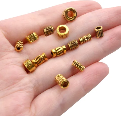 Miniatura 6 de BronaGrand 3.53 oz (alrededor de 220-300 unidades) cuentas espaciadoras de columna de oro antiguo, abalorios, collares, dijes, accesorios para Oro