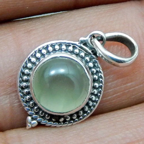 925 sterling silver pendant jewelry prehnite stone handmade jewelry round shape hot selling items lovely gift