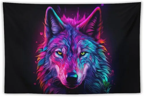 Miniatura 19 de FeoYoed Tapiz para colgar en la pared, decoración estética para dormitorio, sala de estar, tapices de arte de pared, arte de lobo, galaxia