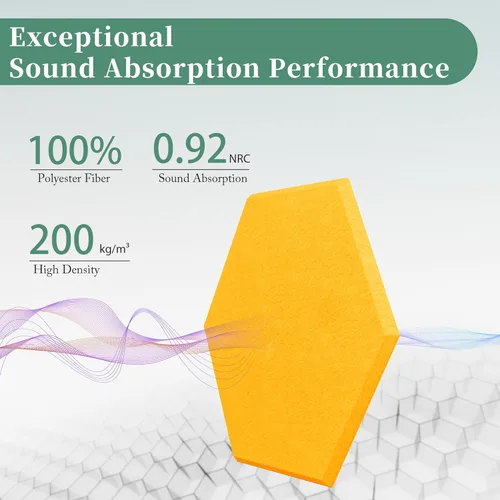Miniatura 2 de Paneles acústicos hexagonales, paquete de 12 paneles de absorción de sonido de alta densidad de 12 x 10 x 0.4 pulgadas para mejorar la reducción