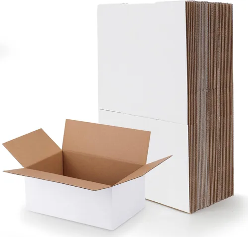 Miniatura 51 de RLAVBL Juego de 25 cajas de envío de 10 x 8 x 3, caja de cartón corrugado blanca para embalaje, correo, negocios Blanco