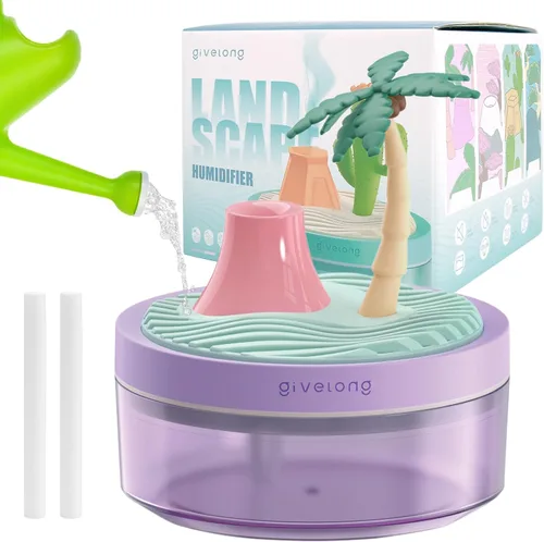 Miniatura 9 de PRATIQUE Mini humidificadores portátiles de escritorio para dormitorio, humidificador pequeño con cerezo, niebla silenciosa, fría, apagado Rosa