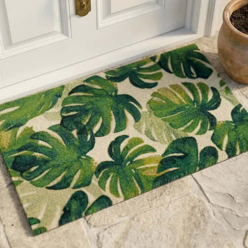 Miniatura 44 de Fab Habitat Felpudo extra grueso, tejido a mano, duradero, fibra de coco natural, entrada, puerta delantera, porche, patio, pájaros en rama, gris
