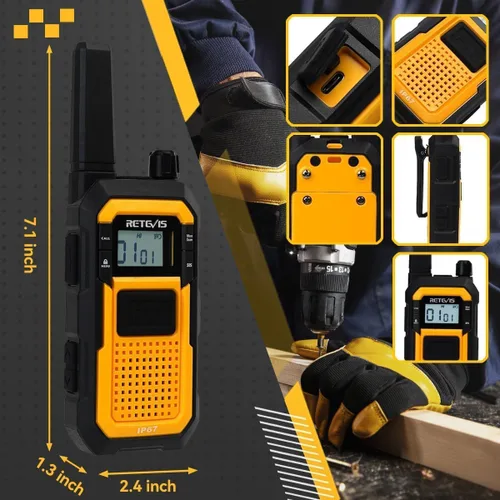 Miniatura 20 de Retevis RB48 - Radio de 2 vías de largo alcance, Walkie Talkies a prueba de agua IP67 para adultos, a prueba de caídas, 2000mAh, Radios de dos vías