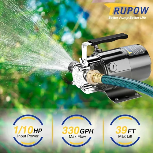 Miniatura 2 de Trupow 1/10HP 330GPH mini bomba eléctrica portátil de transferencia del sumidero de 115 voltios con interruptor de encendido/apagado (solo bomba)