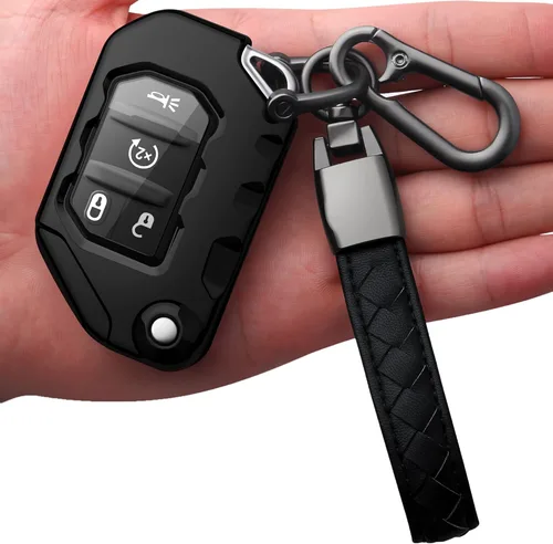 Miniatura 8 de Compatible con funda para llavero Jeep con llavero de cuero, funda de protección de TPU suave para llave de control remoto Wrangler JL JLU Rubicon