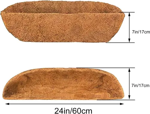 Miniatura 5 de Trough Coco - Forro de fibra de repuesto para maceteros (24 pulgadas) de coco para macetas, forros de coco para ventanas/maceteros colgantes
