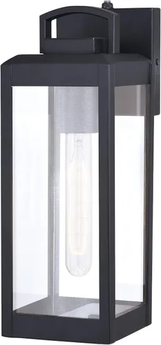 VAXCEL Kinzie - Lámpara de porche para exteriores, 5 pulgadas de ancho x 14.25 pulgadas de alto, linterna negra para exteriores, moderna lámpara de