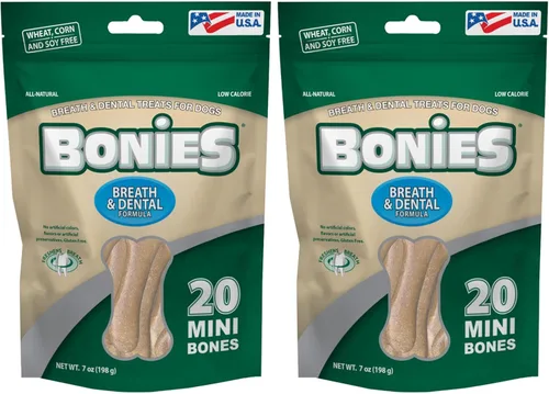 Miniatura 20 de Bonies Aliento natural y fórmula dental de tamaño mini, un solo hueso, ingredientes naturales, aliento fresco, limpia los dientes, baja en calorías