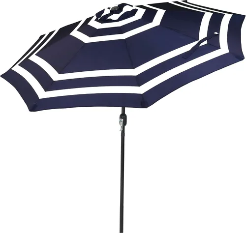 Miniatura 15 de Sunnydaze 9 pies Parasol de Patio de aluminio con inclinación y manivela, Contemporáneo, Beige