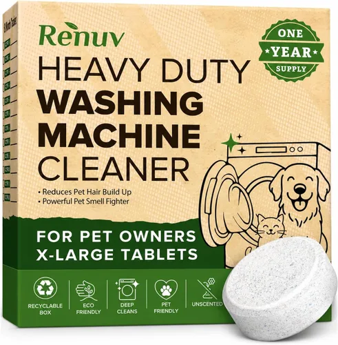 Miniatura 10 de Renuv - Tabletas de limpieza y descalcificación para lavadora de servicio pesado - para lavadora de carga frontal, carga superior, HE