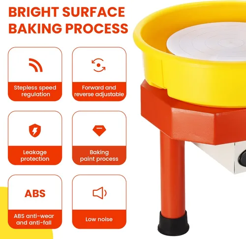 Miniatura 2 de Huanyu Máquina de cerámica Máquina de cerámica Rueda de cerámica 250W 30CM Máquina formadora de cerámica con pedal y lavabo desmontable